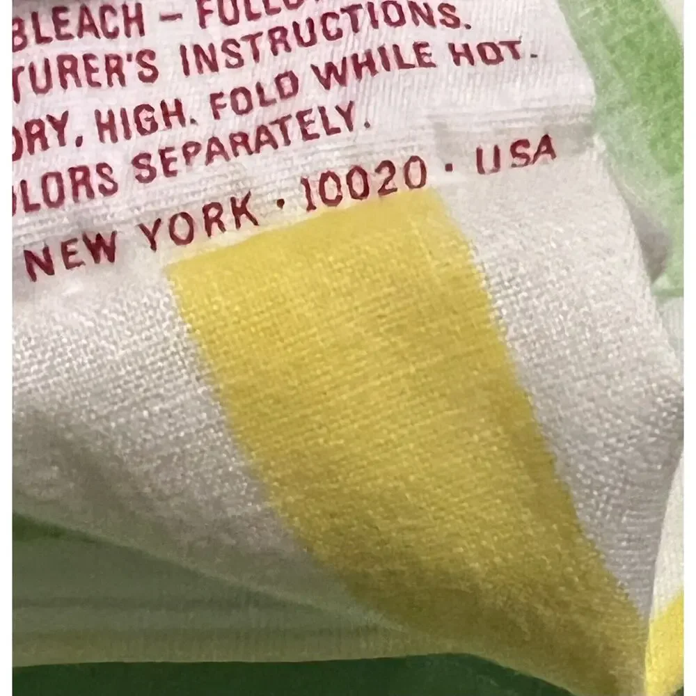 Vtg Cannon Monticello Full Flat Sheet Green Yellow Striped Retro 81”x96” EUC